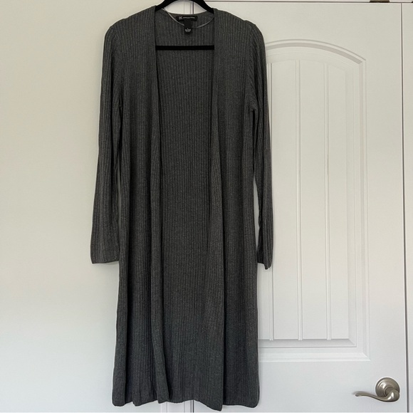 INC International Concepts Sweaters - INC International Concepts Charcoal Long Sleeve Open Front Sweater